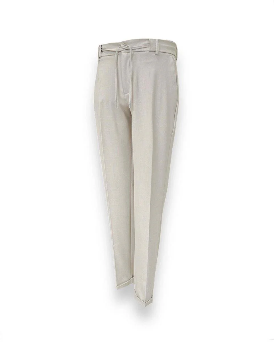 Regular Fit Likralı Bej Art Jogger Pantolon