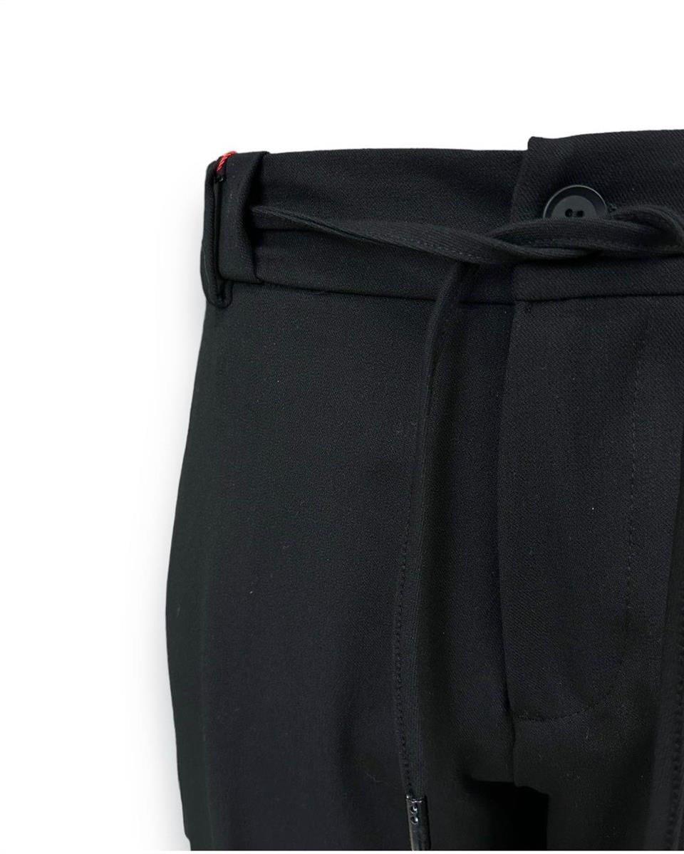 Regular Fit Likralı Siyah Art Jogger Pantolon - Image 2