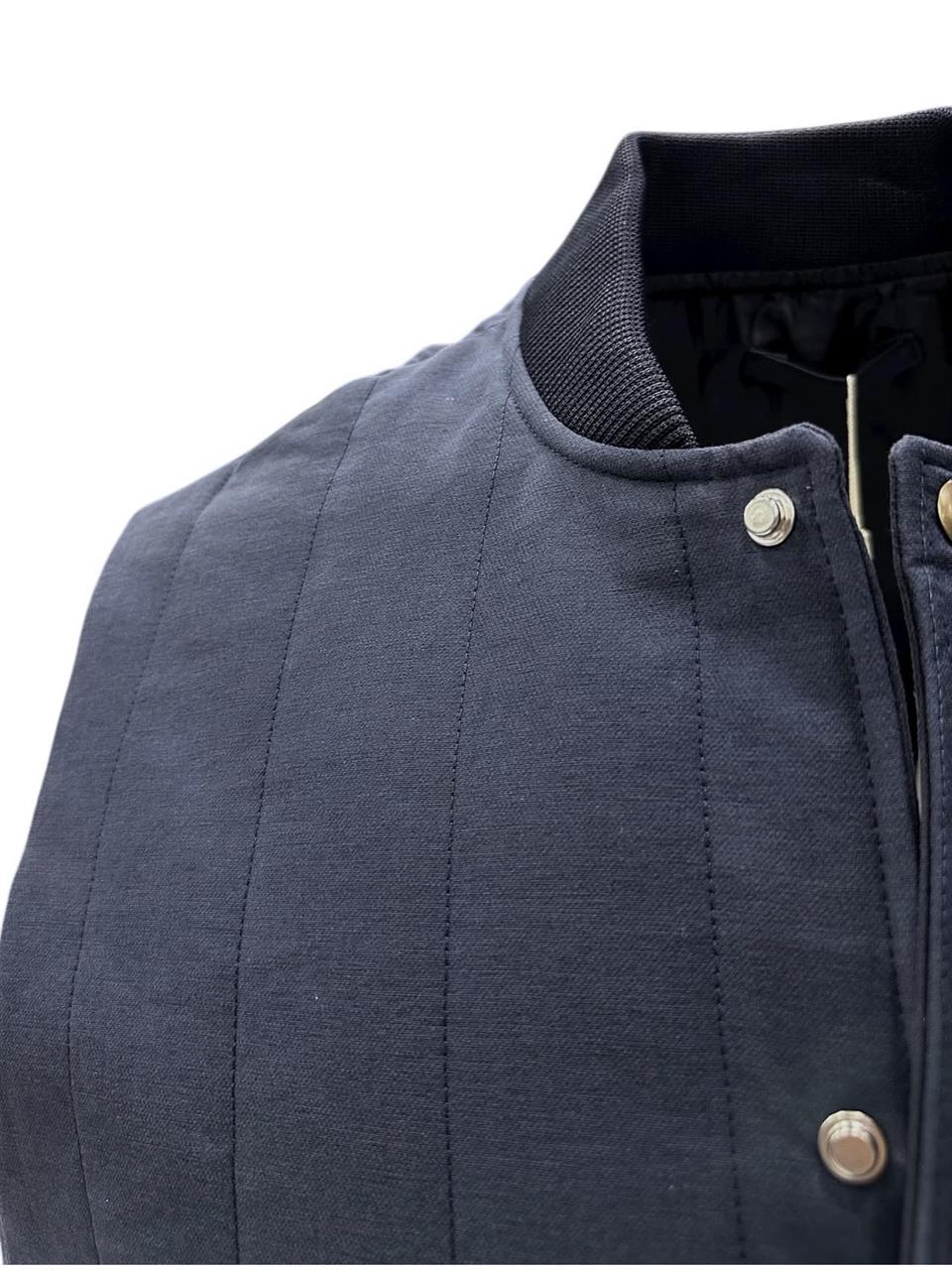Ashford Lacivert Gabardin Kumaş Çıtçıtlı Yelek - Image 3