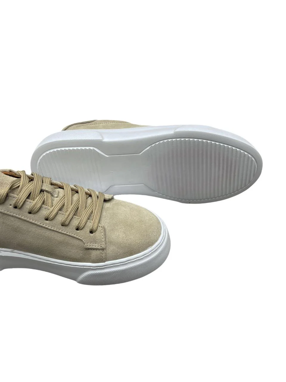 Deri Sneakers İç Dış Deri Bej Süet Ayakkabı - Image 3