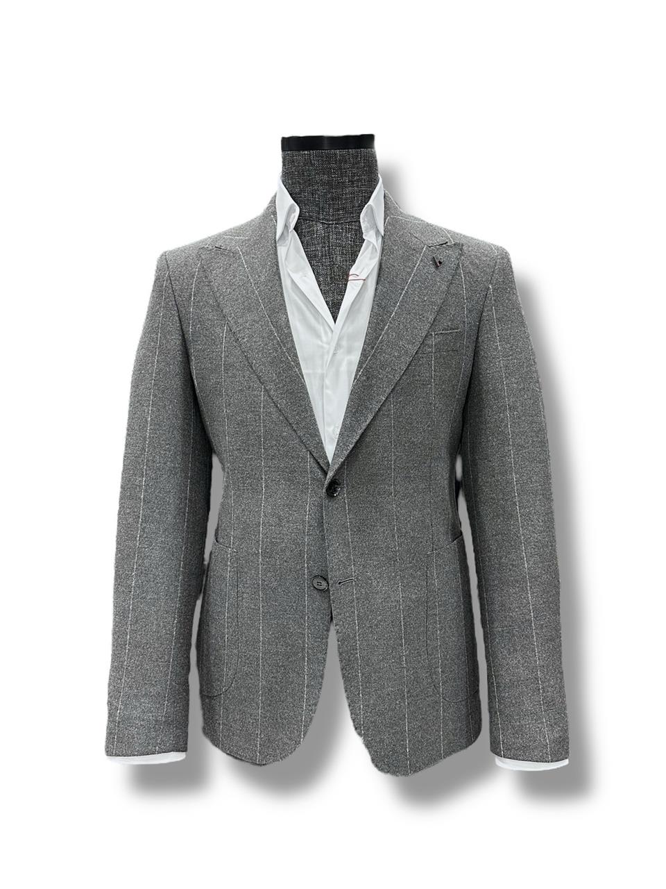 Gri Standart Fit Çizgili Takım Elbise - Image 2