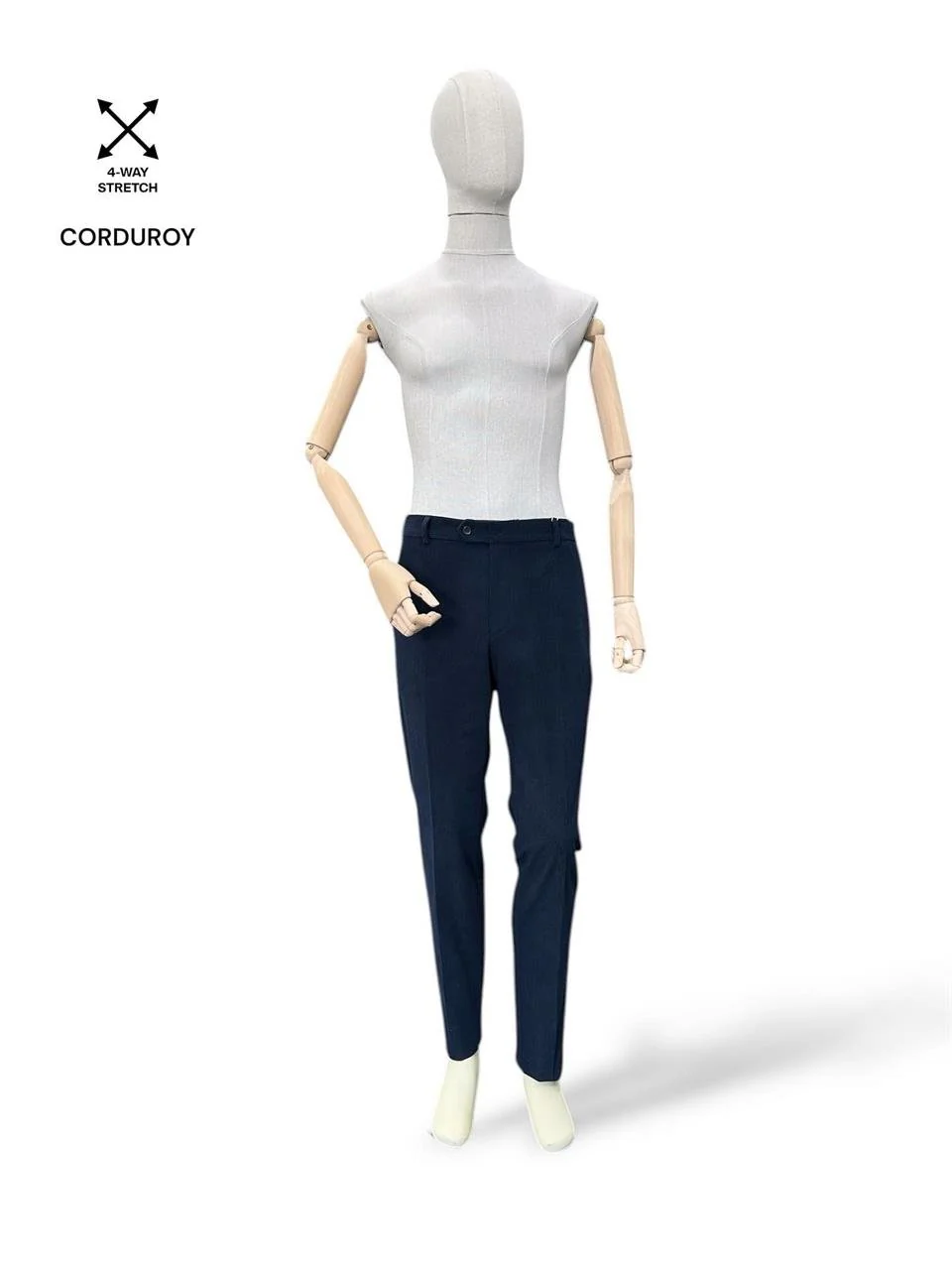 Standart Fit İtalyan Kumaş Lacivert Fitilli Kadife Pantolon