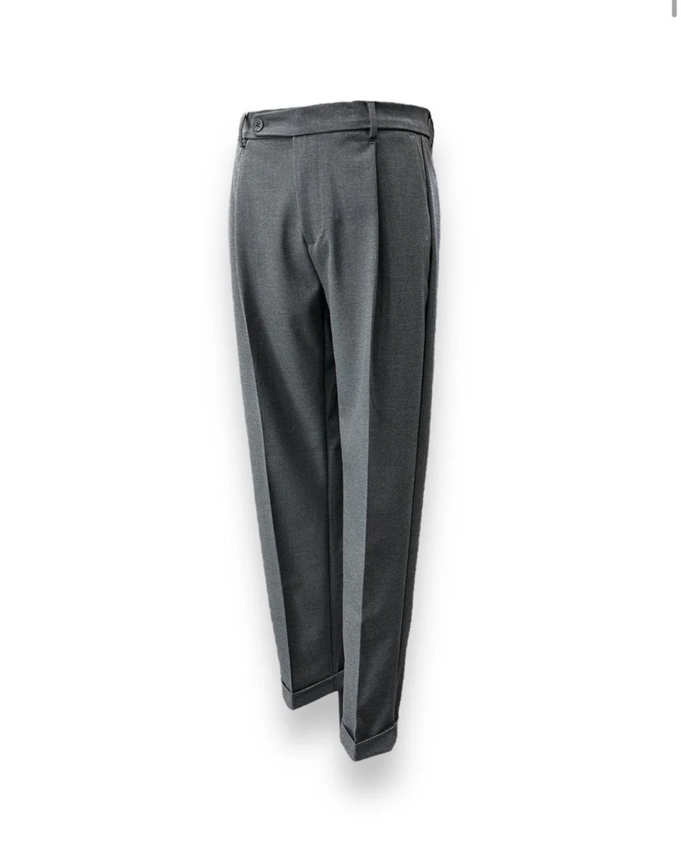 Standart Fit Flanel Dokulu Erkek Gri Flanel Pantolon