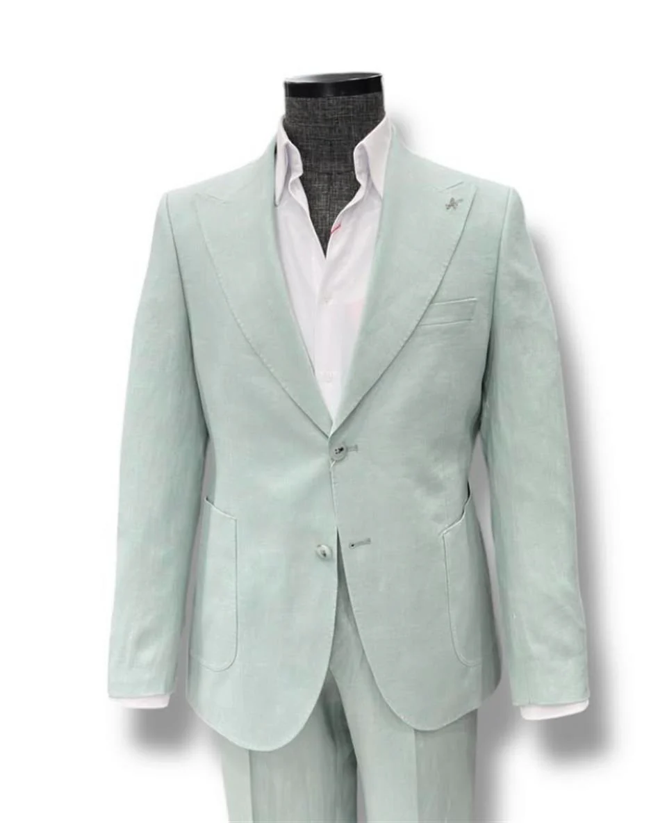 Standart Fit Torba Cep Mint Ham Keten Takım Elbise - Image 2