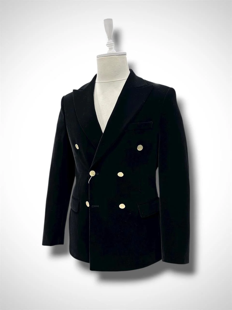 Kadife Siyah Kruvaze Slim Fit Kadife Kumaş Ceket