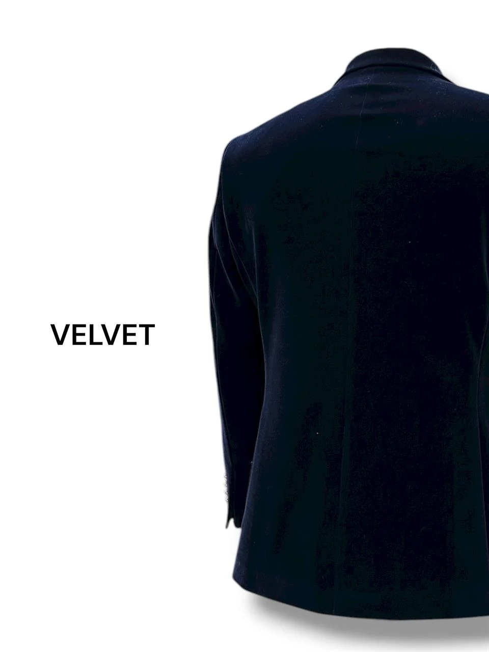 Kadife Lacivert Kruvaze Slim Fit Kadife Kumaş Ceket - Image 3
