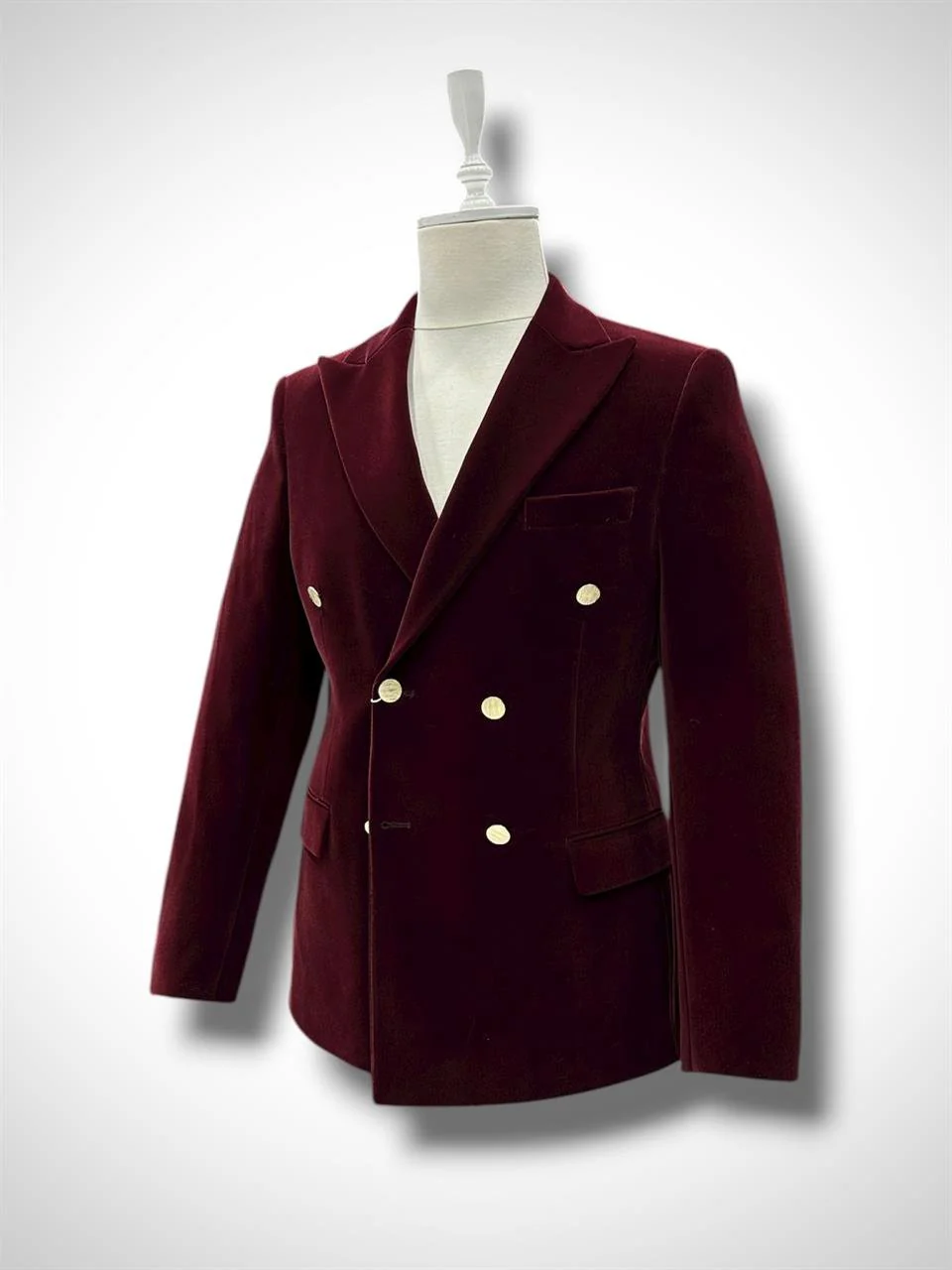 Kadife Bordo Kruvaze Slim Fit Kadife Kumaş Ceket