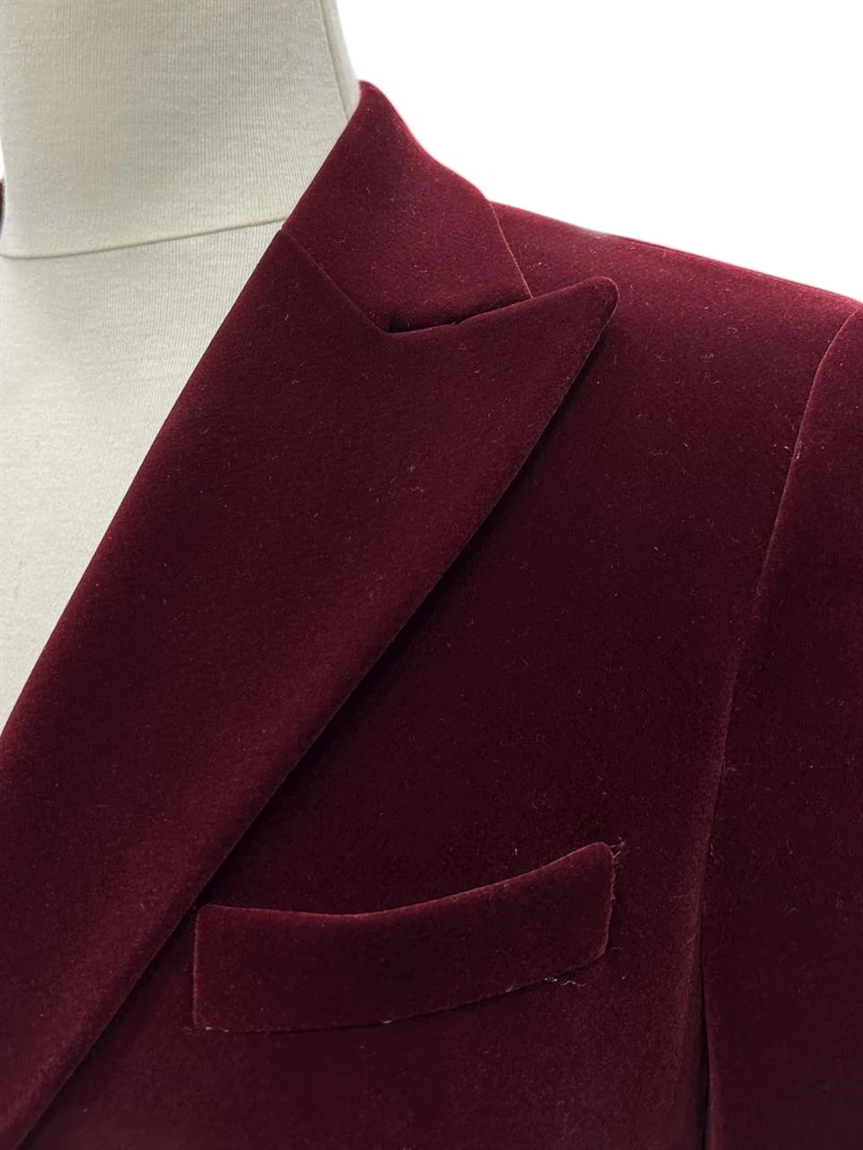 Kadife Bordo Kruvaze Slim Fit Kadife Kumaş Ceket - Image 2
