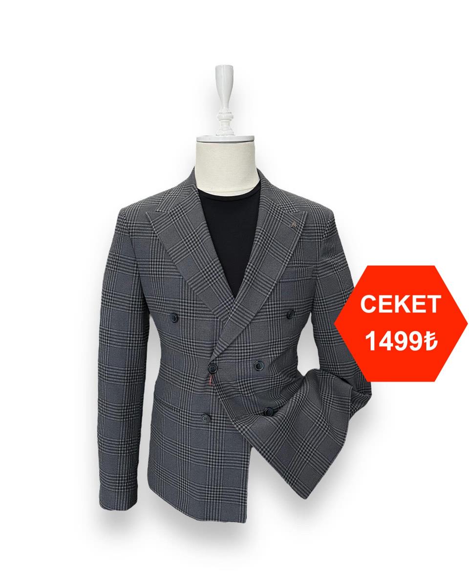 Kareli Gofre Ceket - Image 3