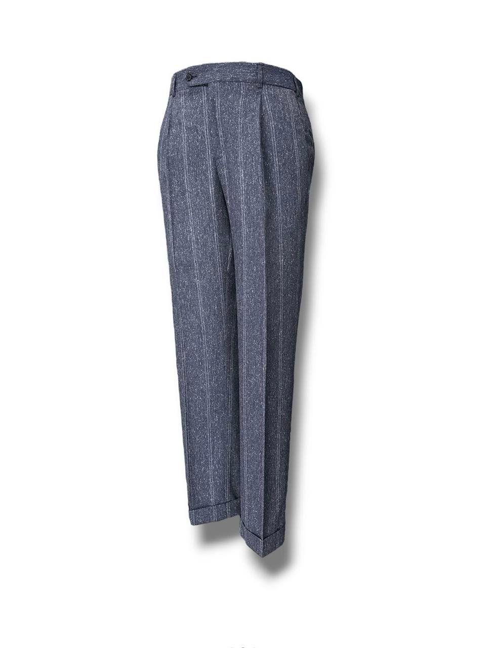 Regular Fit Tüvit Dokulu Lacivert Lordshire Kruvaze Takım Elbise - Image 2