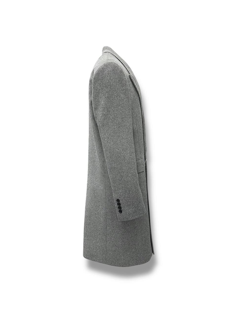 Slim Fit  Yün Karışımlı Kruvaze Gri Majestic Palto - Image 3