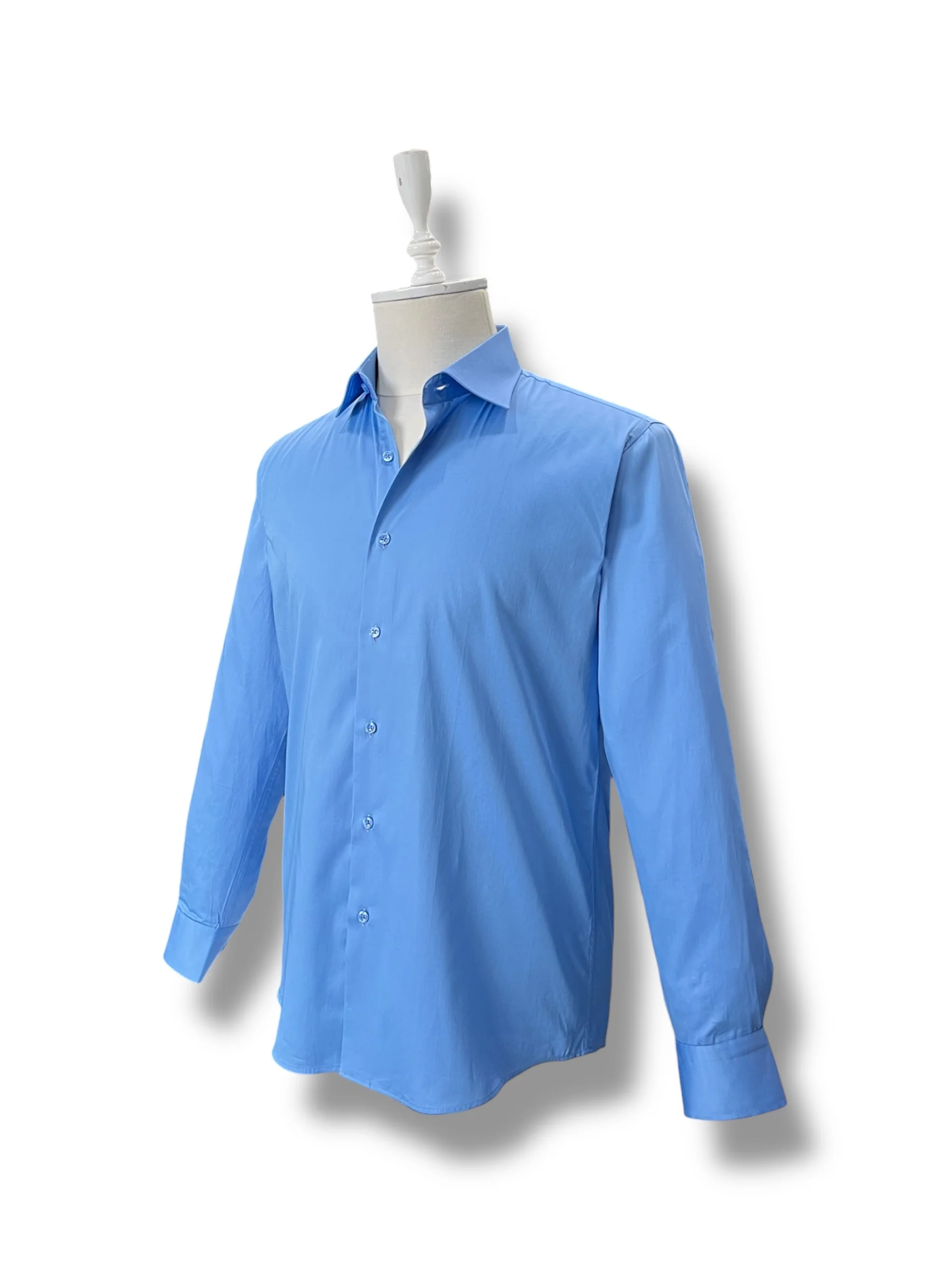 Slim Fit Koyu Mavi %100 Pamuk Saten Gömlek - Image 2