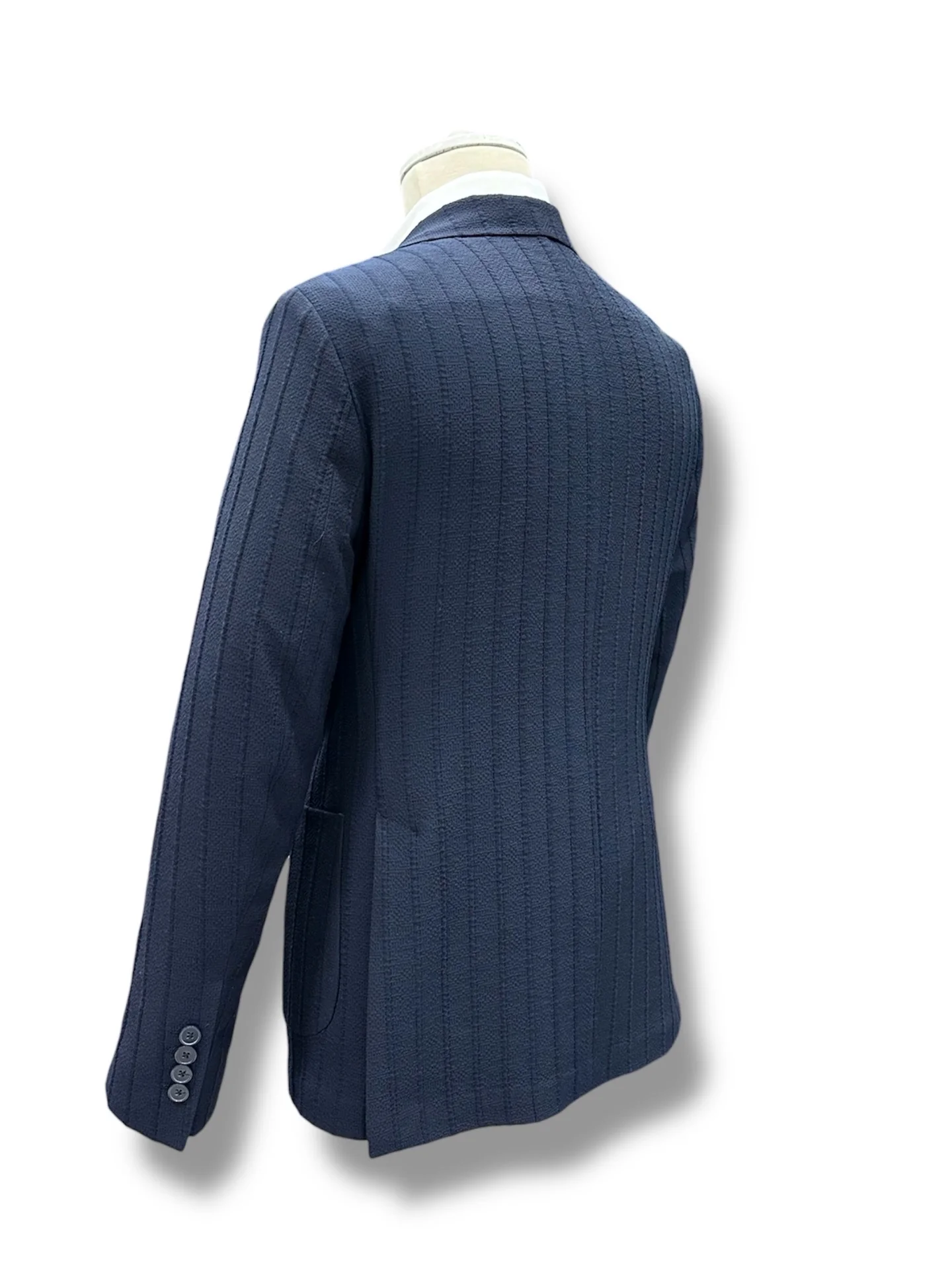 Standart Fit Likralı Torba Cep Lacivert Relief Ceket - Image 4