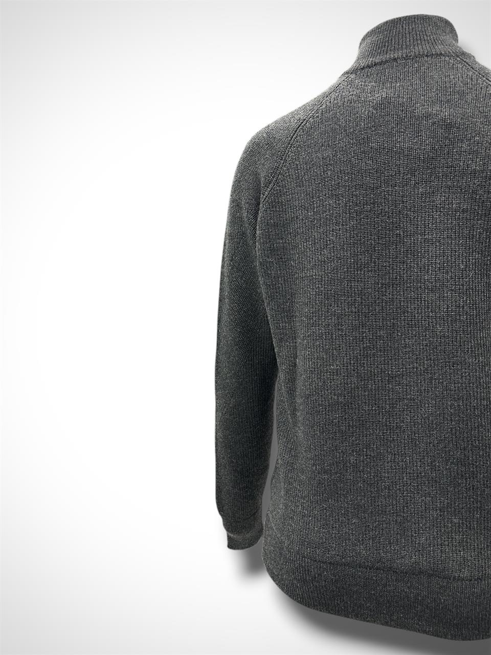 Slim Fit Yün Karışımlı Antrasit Roux Fermuarlı Triko - Image 4