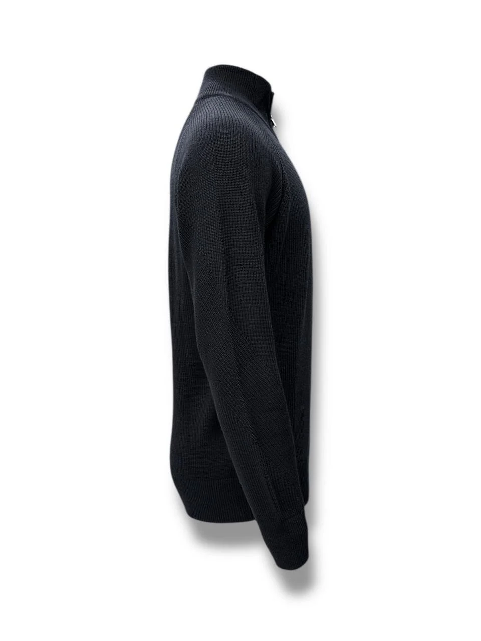 Slim Fit Yün Karışımlı Siyah Roux Fermuarlı Triko - Image 4