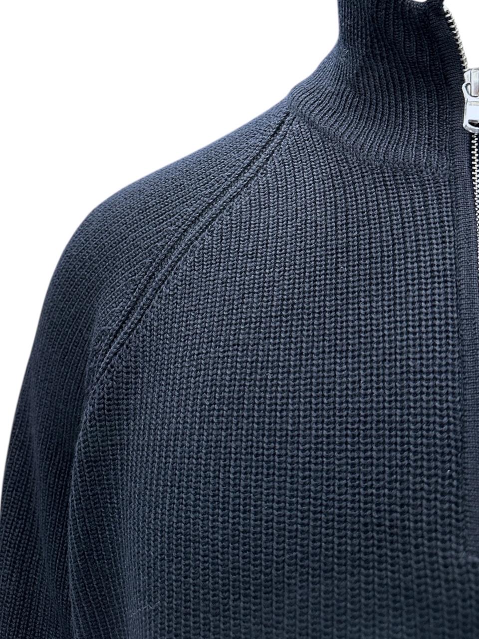 Slim Fit Yün Karışımlı Lacivert Roux Fermuarlı Triko - Image 2