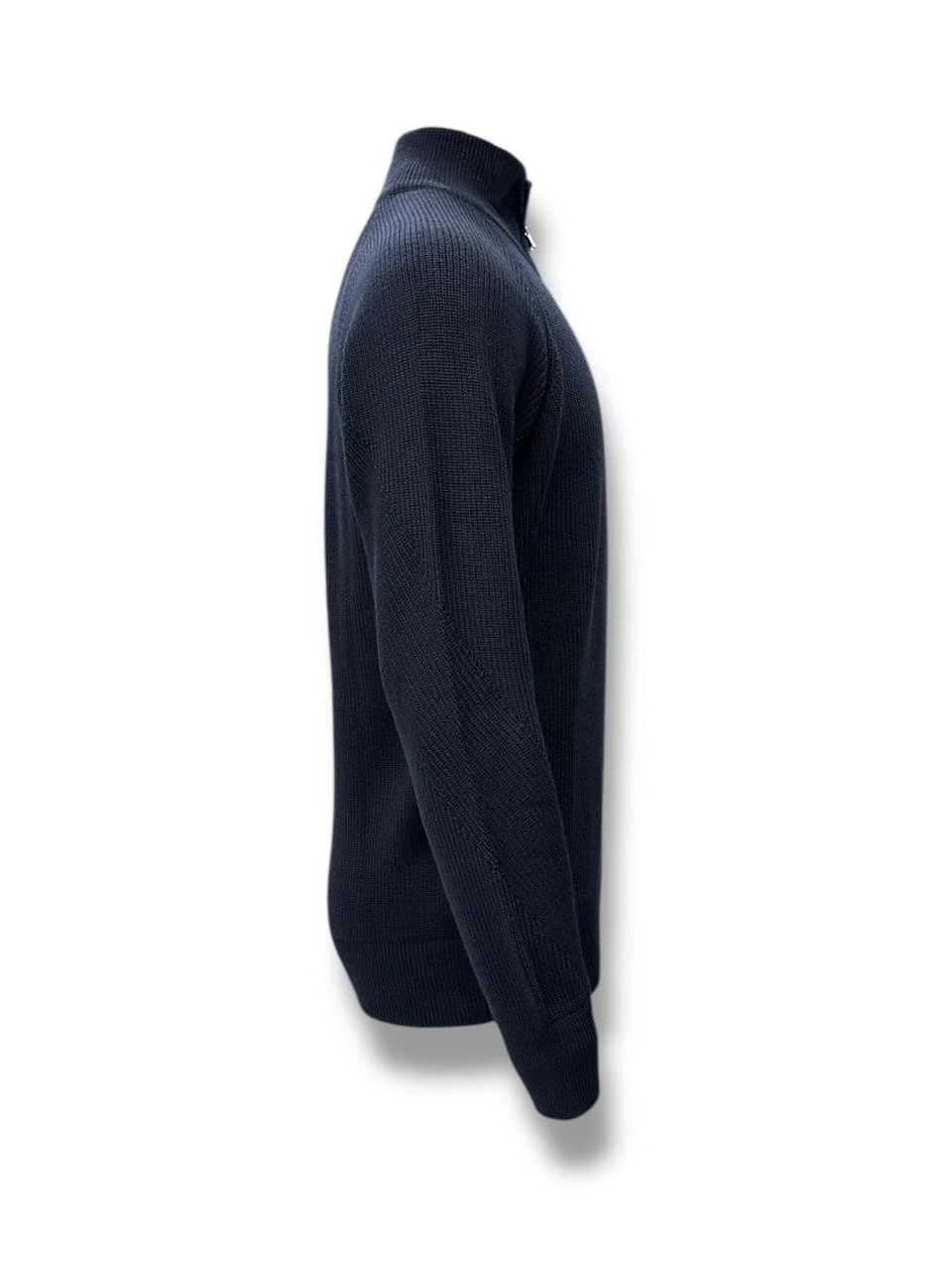 Slim Fit Yün Karışımlı Lacivert Roux Fermuarlı Triko - Image 4