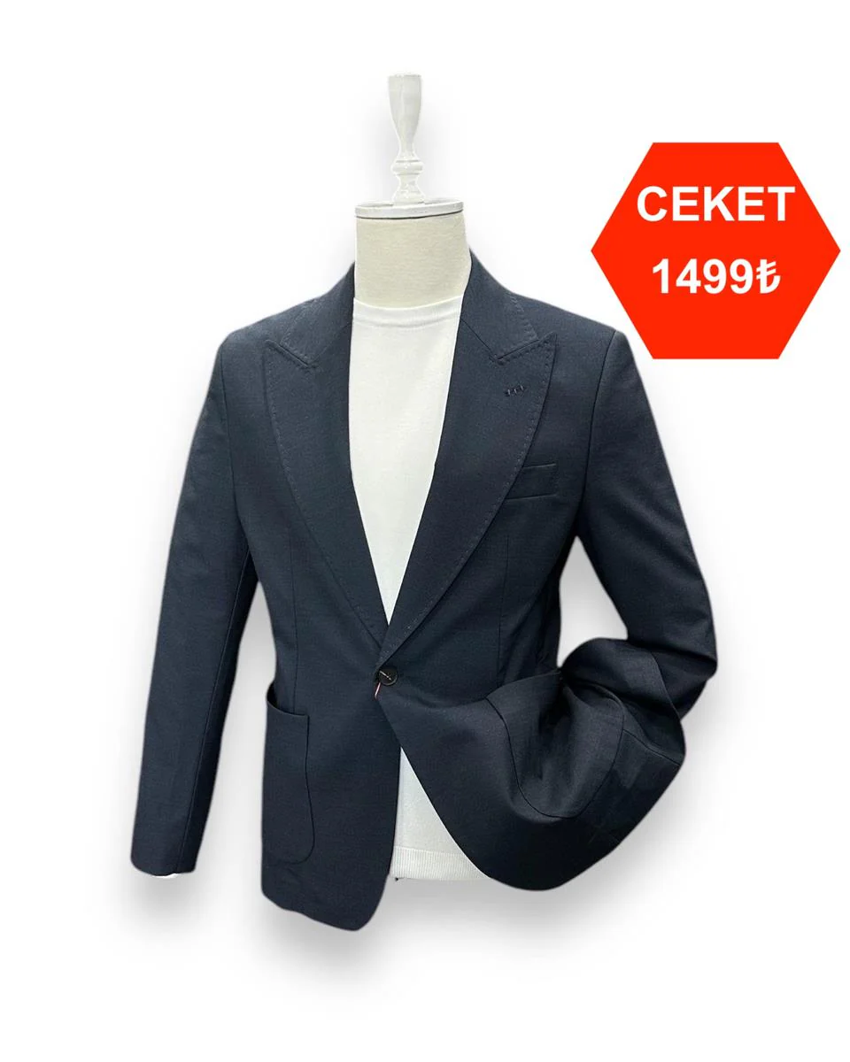 Slim Fit Astarsız Lacivert Sartorial Ceket | İndirimli