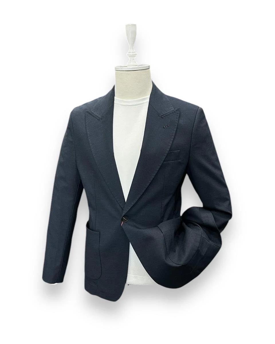 Slim Fit Astarsız Lacivert Sartorial Ceket | İndirimli - Image 2