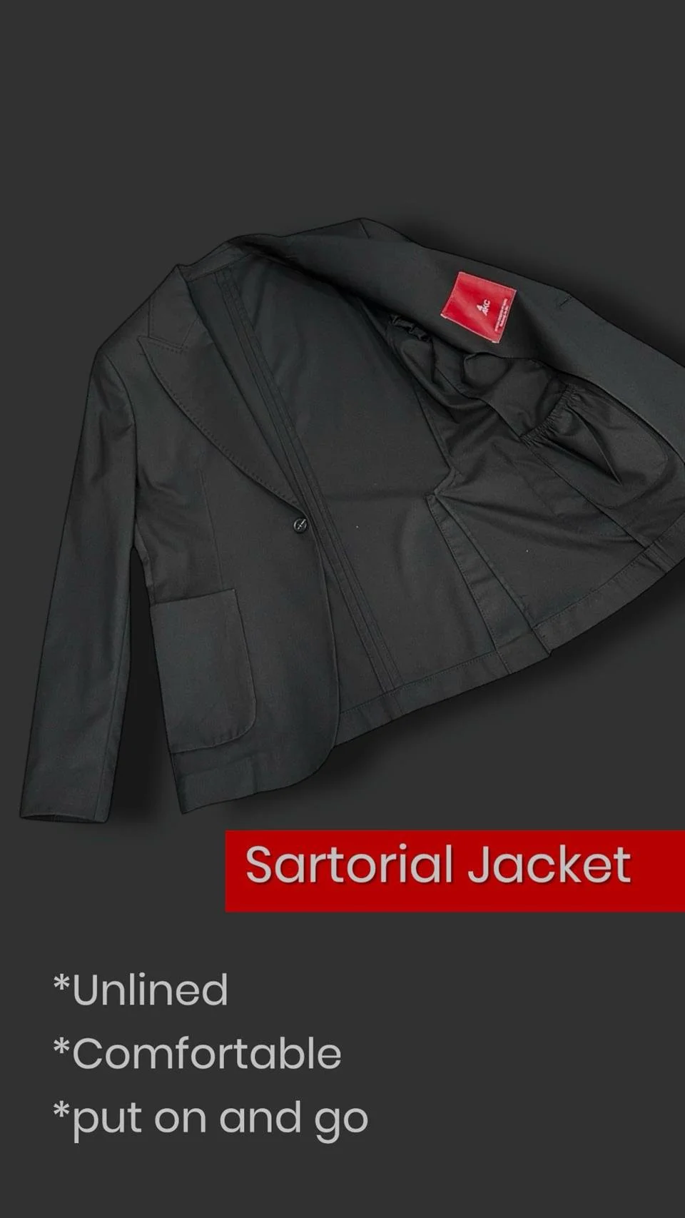 Slim Fit Astarsız Siyah Sartorial Ceket | İndirimli - Image 5