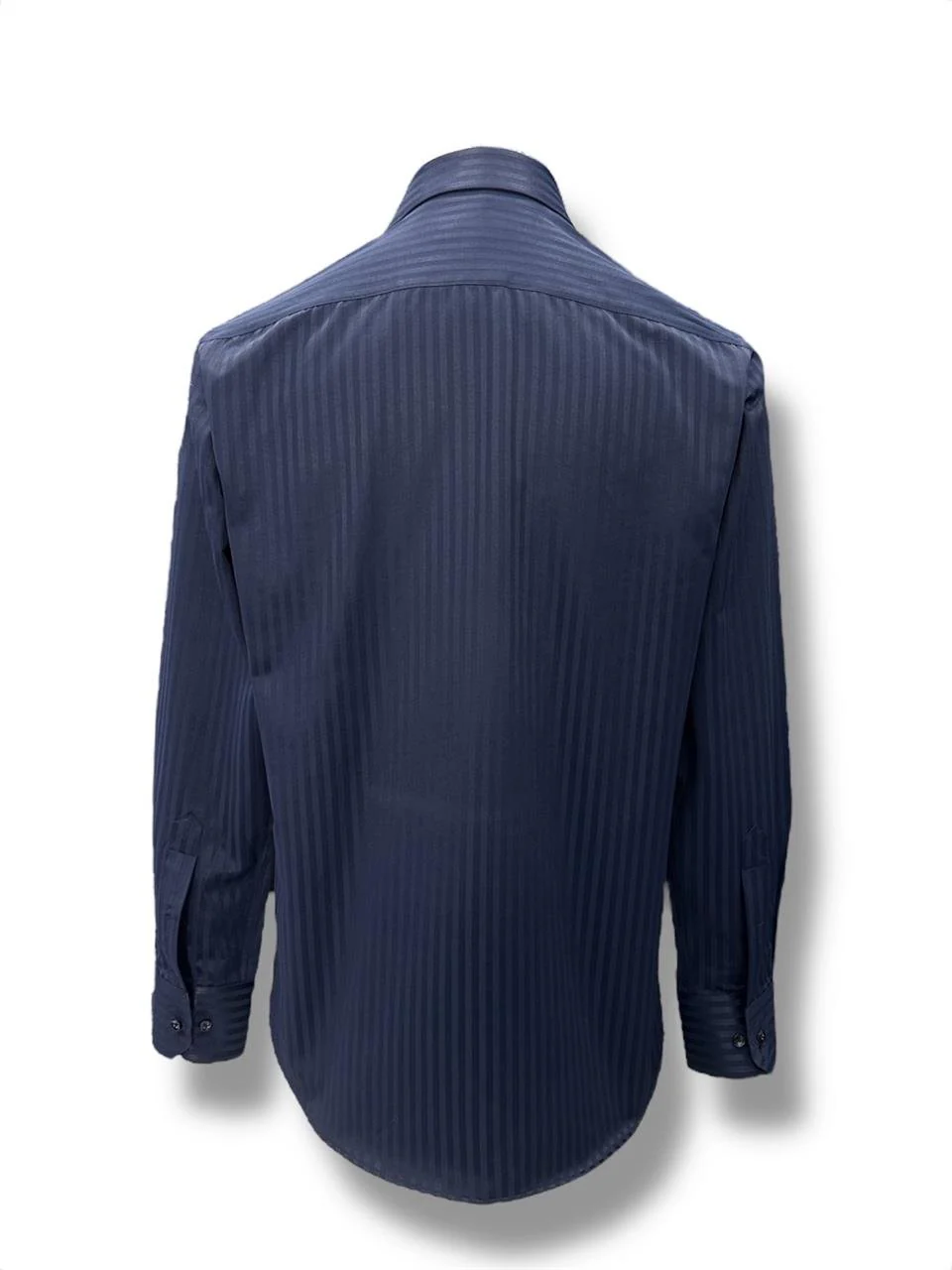Slim Fit Gölge Çizgili Lacivert Shade Gömlek - Image 3