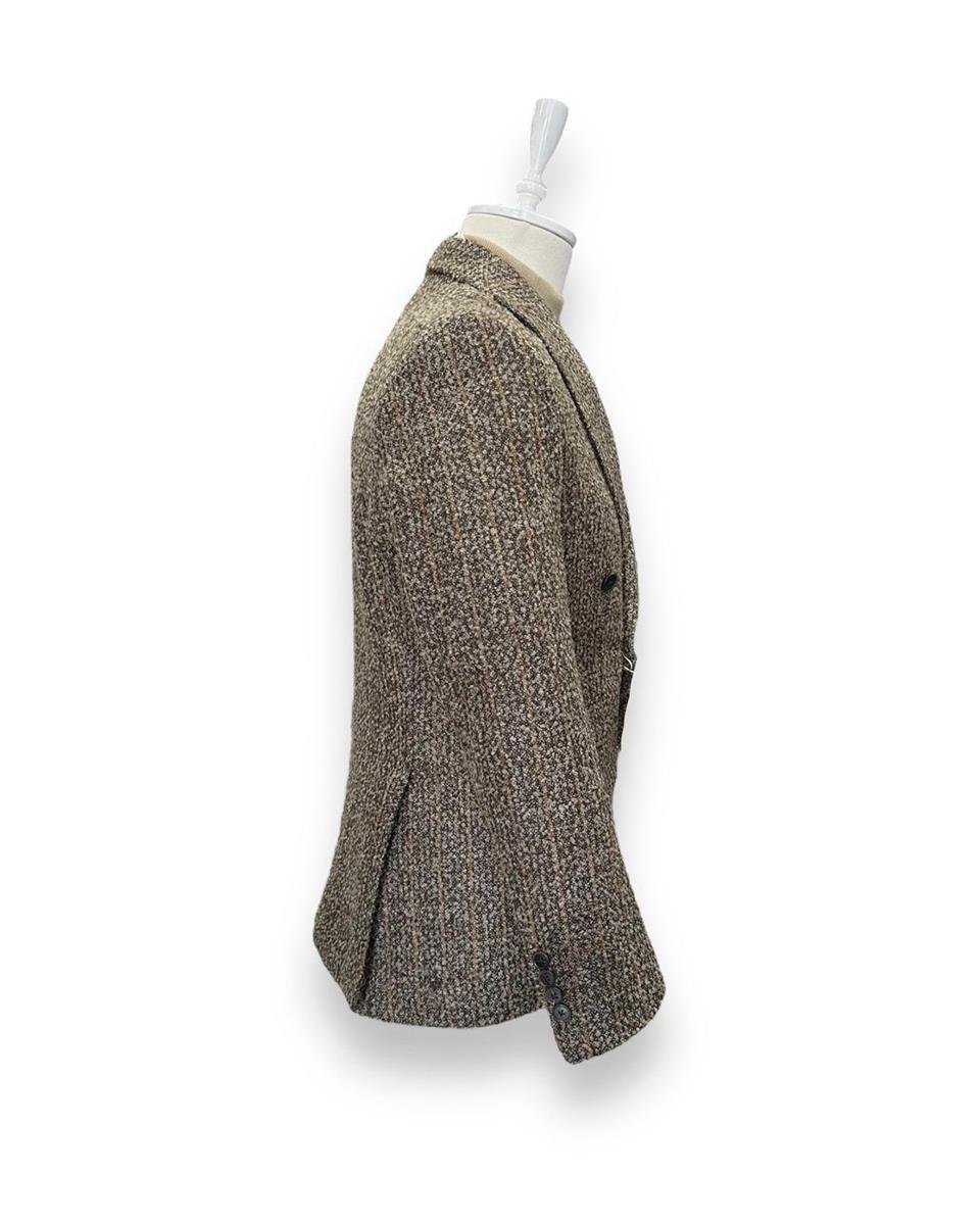 Slim Fit Kalın Kaşe Kruvaze Bej Silver Ceket | İndirimli - Image 3