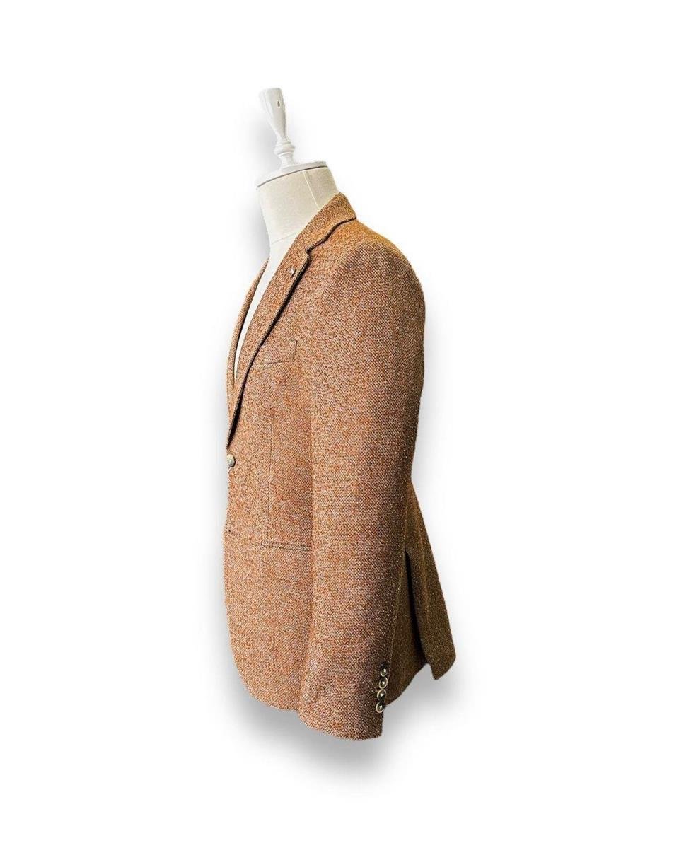 Slim Fit Dokulu Kumaş Taba Sima Ceket - Image 4