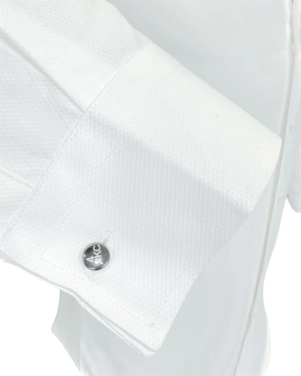 Slim Fit Dik Yaka Gizli Düğmeli Beyaz Swagg Gömlek - Image 3