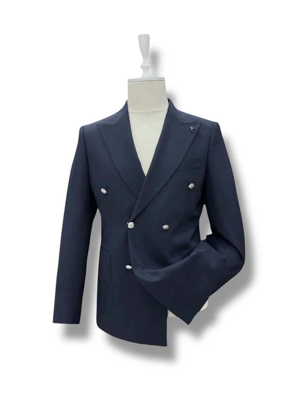 Slim Fit Metal Düğmeli Kruvaze Lacivert Tailor Ceket
