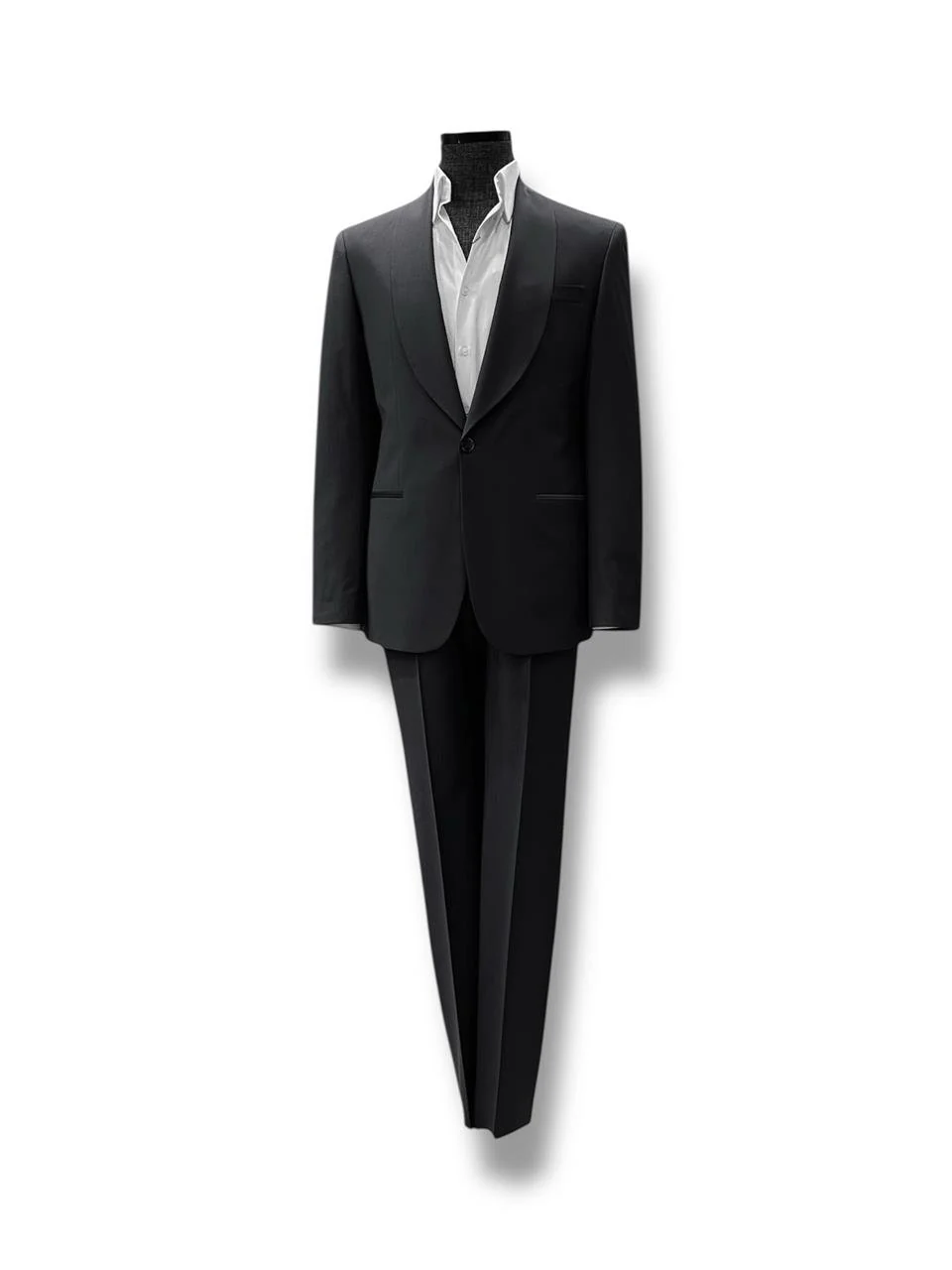 Slim Fit Şal Yaka Çift Yırtmaç Siyah Erkek Yün Valente Takım Elbise
