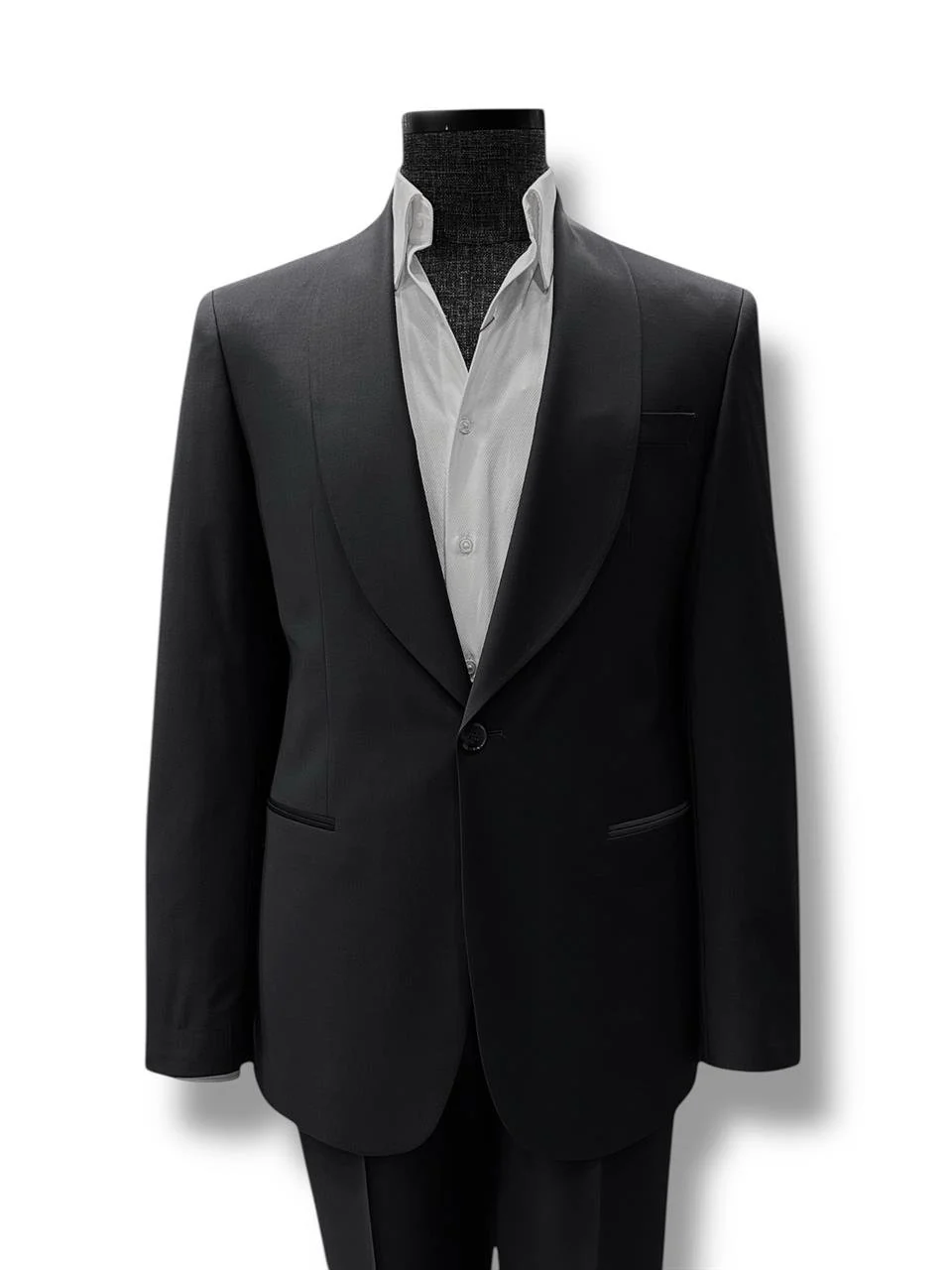 Slim Fit Şal Yaka Çift Yırtmaç Siyah Erkek Yün Valente Takım Elbise - Image 2