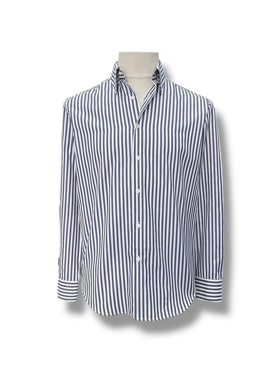 Slim Fit Düğmeli Yaka Pamuk Karışımlı Lacivert Veyra Gömlek