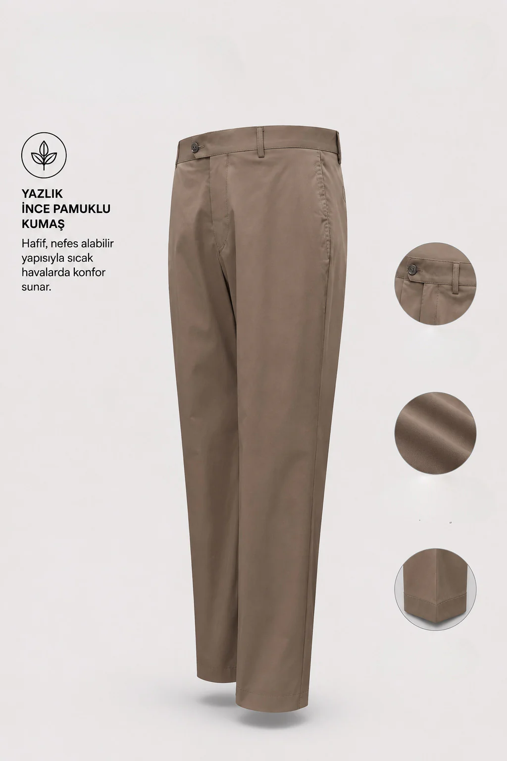 Standart Fit Pamuk Karışımlı Yan Cep Kahve Voyage Pantolon